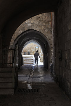 Fototapeta Ancient Alley in Jewish Quarter. Jerusalem, Israel