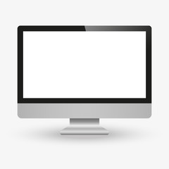 Fototapeta premium monitor in style black color with blank screen isolated on the grey background. stock vector illustration