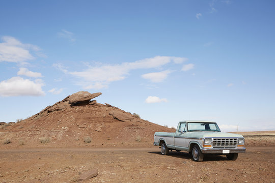 Vintage car in desert