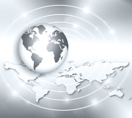 Best Internet Concept of global business. Globe, glowing lines on technological background. Wi-Fi, rays, symbols Internet, 3D illustration