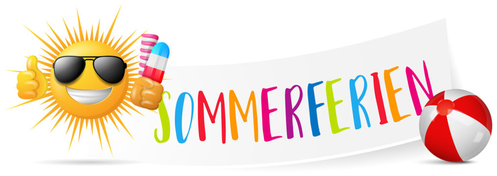 Sommerferien Schulferien Sommer Urlaub Banner mit Sonne