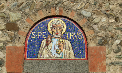 Mosaic on a romanesque church facade