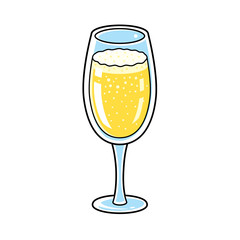 Champagne sparkling wine glass isolated.