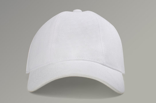 white baseball cap on gray background