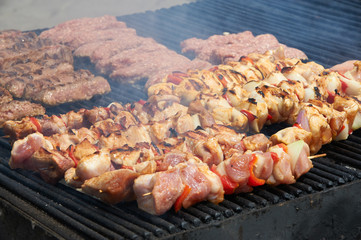Skewers on the grill