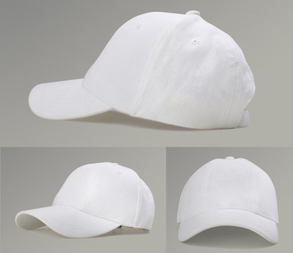 Group of the white fashion caps
