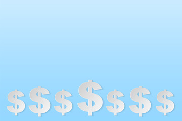 Dollar symbols on blue background. Vector.
