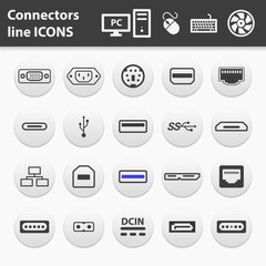 Computer interface ports vector icon set