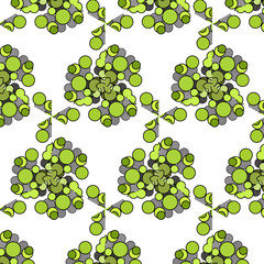 Funny hilarious, amusing pattern with bright circles. natural green background.