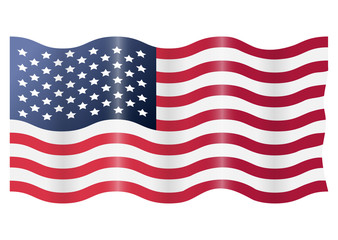 Fototapeta premium USA American flag waving. Vector illustration isolated on white background.
