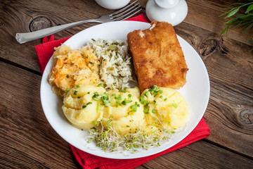 Fried fish fillet of cod.