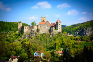 Fototapeta na wymiar Beautiful old castle in the nice countryside of Austria. National Park Thaya Valley, Lower Austria - Europe