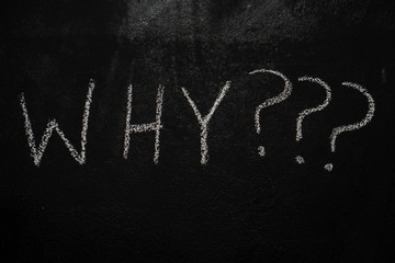 Why with question marks drawn with white chalk on blackboard