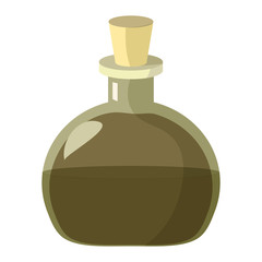 Flask of potion. Cartoon illustration of alchemist or magic beaker of potion.