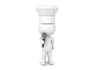 3D Character wearing chef hat and speaking into a microphone