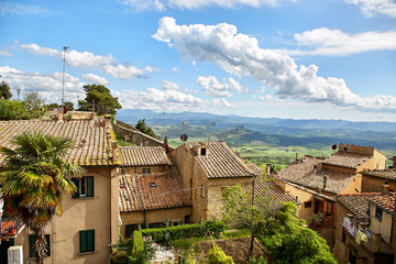 panoramic view of historic city Volterra, Italy