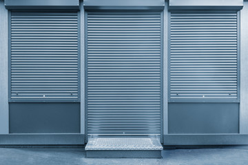 Closed door and windows.