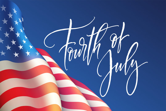 Fourth of July Independence Day poster or card template with american flag. Vector illustration