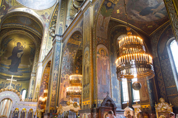 Fototapeta na wymiar St. Vladimir's Cathedral Kiev, Ukraine. Interior inside. The Vladimir Cathedral painted by Victor Vasnetsov