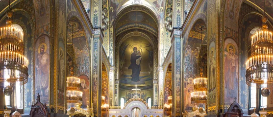 Foto op Plexiglas St. Vladimir Kathedraal Kiev, Oekraïne. Binnenkant. De Vladimirkathedraal geschilderd door Victor Vasnetsov © Elizaveta