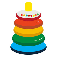 Isolated pyramid stack toy on a white background, Vector illustration