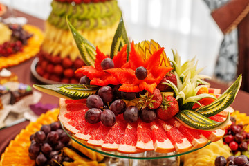 Delicious with useful fruit. The concept of healthy food and vegetarian.