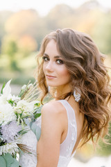 portrait of a beautiful bride with flowers