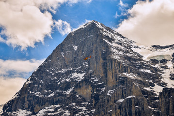Eiger peak close to Jungfrau Railway, tourist destination, Switzerland 2017 - obrazy, fototapety, plakaty