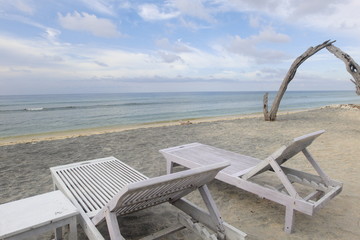 Beach chairs at Gili Trawangan Indonesia