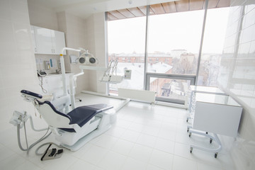dental clinic interior with modern dentistry equipment