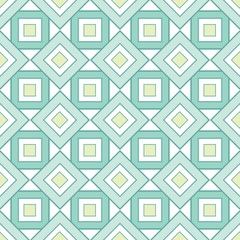 Geometric seamless Pattern with Squares in Turquoise, Lime Green and Teal Color. 