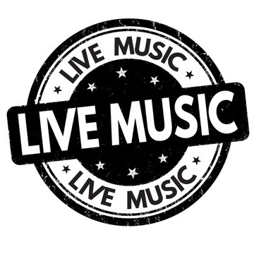 Live music sign or stamp