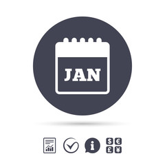 Calendar sign icon. January month symbol.