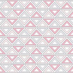 Geometric Seamless Pattern in Tribal Style in Rose Pink and Grey Color. Seamless Pattern with Triangles. 