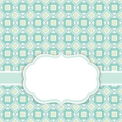 Vector Card Template with a Frame on  Squares Background with Space for Your Text. 
