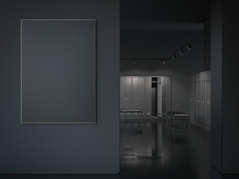 Big black picture frame at the entrance. 3d rendering