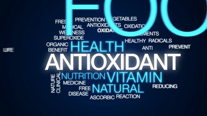 Antioxidant animated word cloud, text design animation.