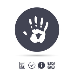 Hand print sign icon. Stop symbol.