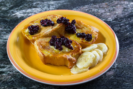 french toast with blueberry compote