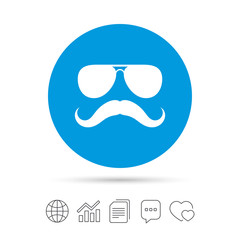 Mustache and Glasses sign icon. Hipster symbol.