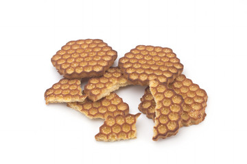 Biscuits with sugar on white background