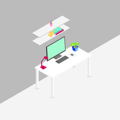 Isometric Designer Workplace Concept