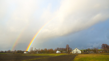 rainbow over the village