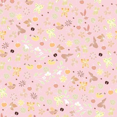 Hand Drawn Colored Summer Seamless Pattern