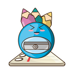 kawaii icons school tools to study education vector illustration