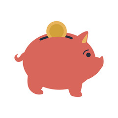 pink piggy put coin money banking vector illustration