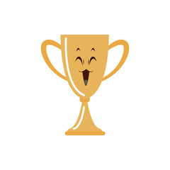 kawaii golden trophy winner award cartoon vector illustration