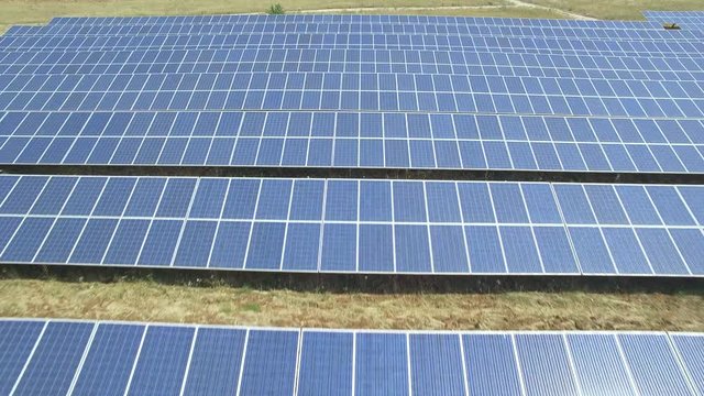Solar panels - aerial view - 4k