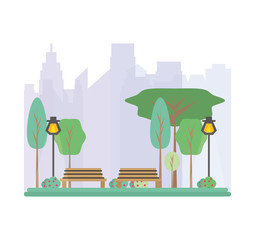 beauty park and cityscape metropolis vector illustration