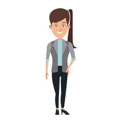 business woman standing cartoon employee vector illustration
